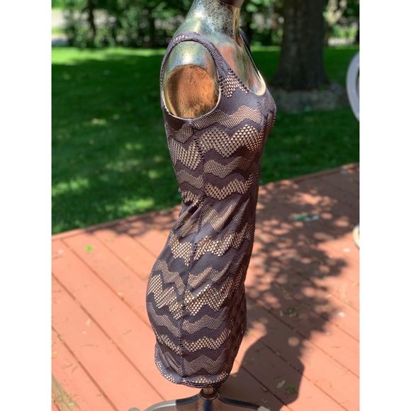 Black and Tan Mesh Dress - Picture 2 of 4